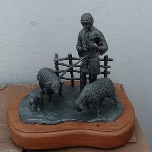 Michael Ricker pewter Shepard with sheep